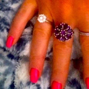 Amythest flower ring